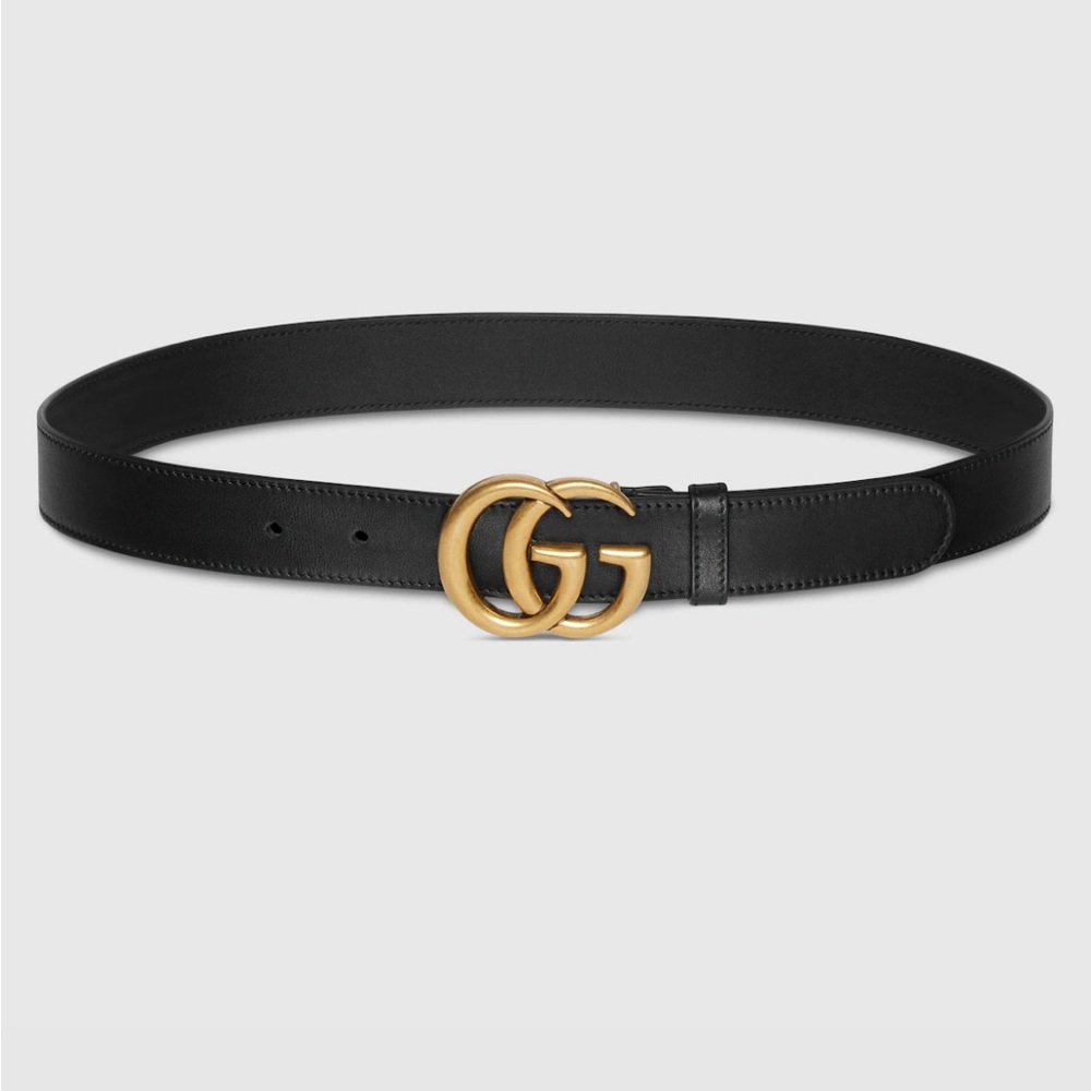 Gucci Marmont Black Belt with Gold GG Buckle